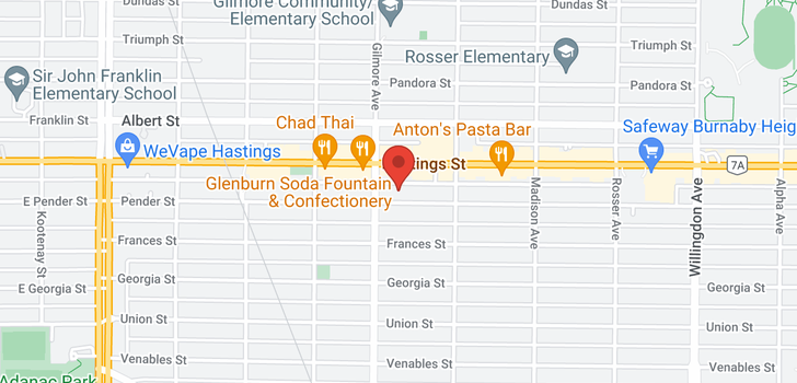 map of 4125 PENDER STREET